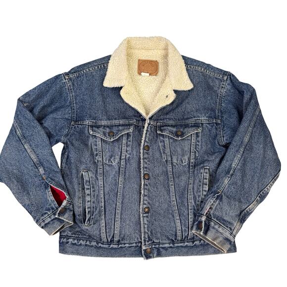 Vintage Denim Jean Jacket Weekends Sherpa Lined Made in USA M/L 80's Coat Retro - Picture 1 of 12